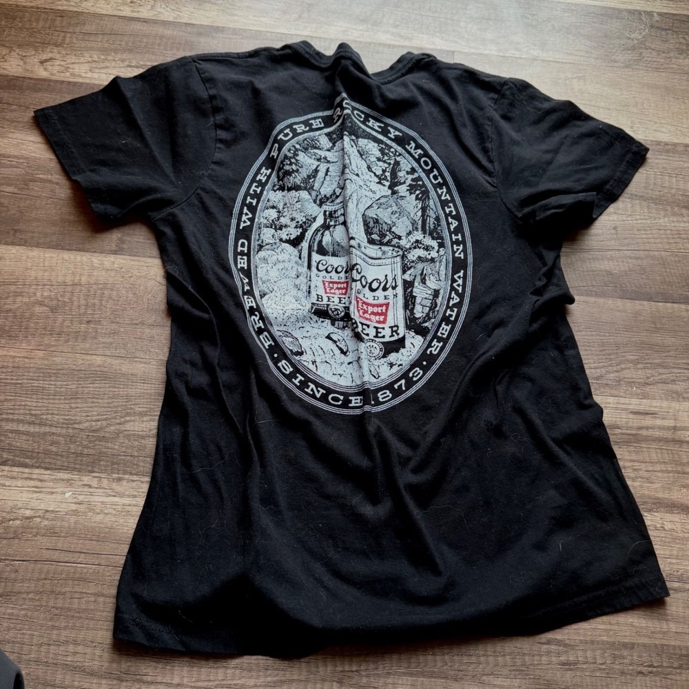 Coors Golden Beer Banquet Graphic T-Shirt Mens Small Black Short Sleeve Cotton